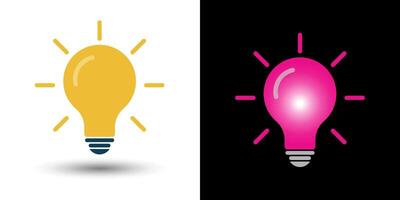 Turn on and Off simple flat light bulb creative thinking ideas isolated on background illustration. vector