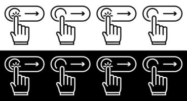 Thin line unlock swipe right like icon user interface and login or enable. vector