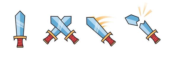 sword icon attact crash and broken swords vector