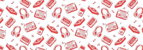 music player icon device seamless pattern background vector