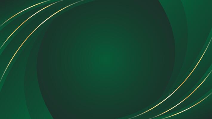 Abstract emerald green luxury curved background with gold lines. Elegant modern wallpapers