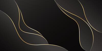 Abstract black luxury background with gold lines. Elegant wave modern wallpaper. Template banner background for sales, ads, events, awards, web, pages, and others vector