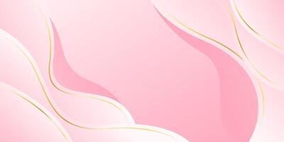 Elegant pink luxury background. Abstract wave dynamic wallpaper with gold lines vector