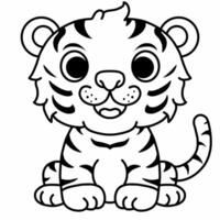 Baby tiger outline for coloring page vector