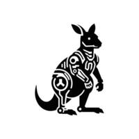 Futuristic Cyberpunk Kangaroo Robot Silhouette Illustration for Sci-Fi Design vector