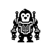 Unique Cyberpunk Penguin Graphic with Robotic Armor and Tech Inspired Style vector