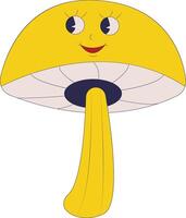 A cartoon mushroom with a smile on its face vector