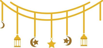 A golden lamp with a star and a crescent vector