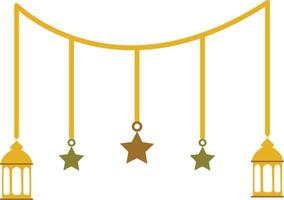 A group of hanging lanterns and stars vector