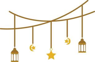 A string of lights with a star and a crescent vector
