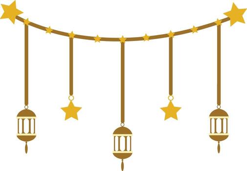 un cuerda de luces con estrellas y linternas vector