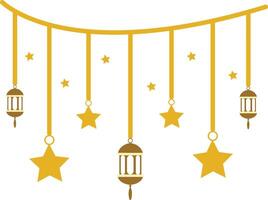 A string of stars and lanterns with gold stars vector
