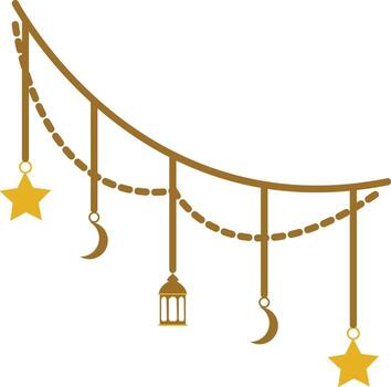 un cuerda de luces y un estrella y Luna vector