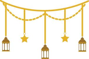 A golden lantern with stars and a string vector