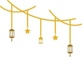 A string of lights with gold stars and lanterns vector
