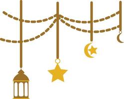 A string of lights and a star and crescent vector