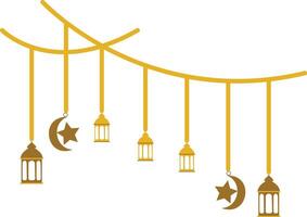 Islamic lanterns and crescent vector