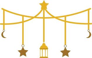 A golden lamp with stars and crescent vector