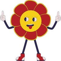 A cartoon flower with arms and legs showing a thumbs up vector