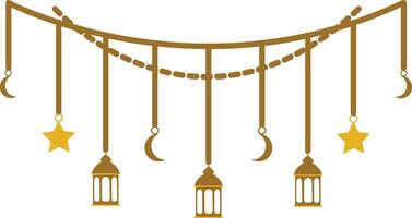 A hanging lantern with stars and crescent vector