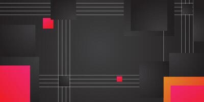 Cool black background abstract illustration, simple colorful pink squares and lines suitable for background and wallpaper. vector