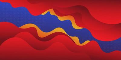 Modern red yellow geometric business banner design. Creative banner design with wave shape and line as template. Simple horizontal banner with blue background. Eps10 vector