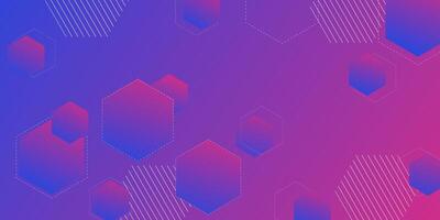 Abstract hexagon background in bright colors with blue and purple gradient color combination. Soft colors and overlay lines on the background. Eps10 vector