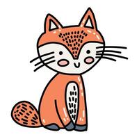 Cute children mascot design in the form of a fox. A fox with an expression of happiness. vector