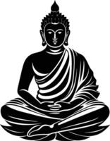 Buddha statue on silhouette vector
