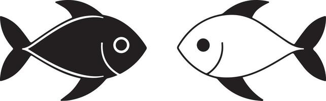 two black and white fish on a white background vector