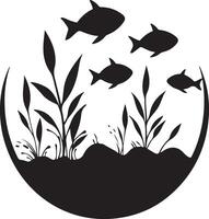 fish in the water and plants in the background vector