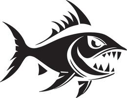 a black and white illustration of a fish with sharp teeth vector