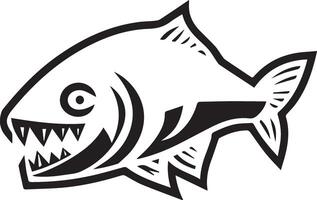 a black and white illustration of a fish with sharp teeth vector