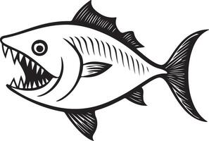a fish with a big mouth and sharp teeth vector