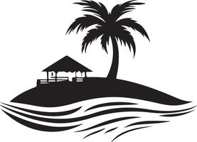 tropical island with palm tree and beach vector
