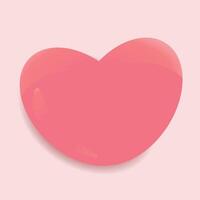 A single glossy pink heart shape with soft shading on a light background, symbolizing love and affection. vector