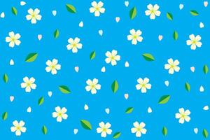 Repeating of abstract flower with leaf on blue background. vector