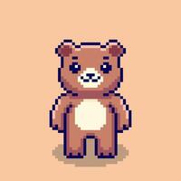 Pixel art Cute Bear game asset design vector