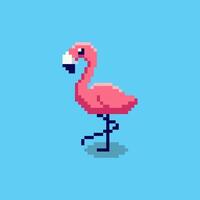Pixel art Flamingo game asset design vector