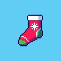 Pixel art Christmas Sock game asset design vector