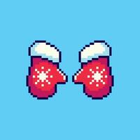 Pixel art Winter Gloves game asset design vector
