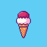 Pixel art Ice Cream Cone game asset design vector