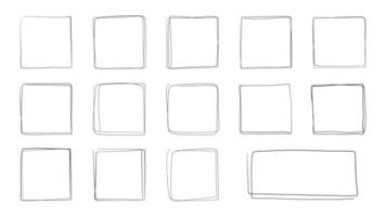14 Hand Drawn Scribble Square Frames vector