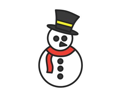a snowman with a top hat and scarf vector