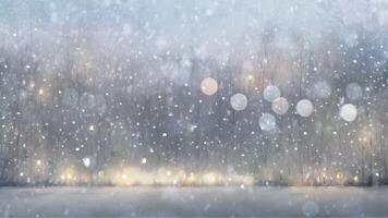 A serene winter night scene with bare trees adorned with glowing lanterns, set against a starry sky. The image evokes a sense of tranquility and wonder, highlighting the beauty of illuminated nature video
