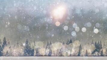 A serene winter night scene with bare trees adorned with glowing lanterns, set against a starry sky. The image evokes a sense of tranquility and wonder, highlighting the beauty of illuminated nature video