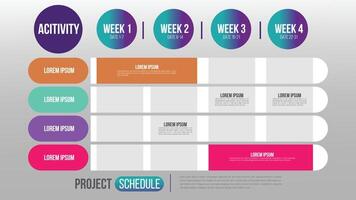 Project schedule activity event chart daily and weekly timetable infographic design template vector