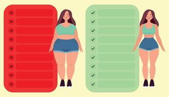 weight loss table, before and after vector