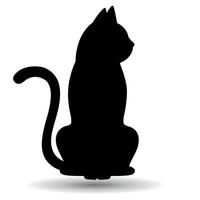 Silhouette of a black cat with a shadow vector