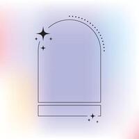 Flat design minimalist linear frame with fluid pastel gradient vector